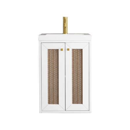 James Martin Vanities Chianti 20in Single Vanity, Glossy White w/ White Glossy Composite Stone Top E303V20GWWG